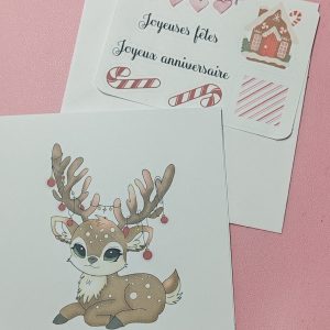 Carte Joyeuses fêtes renne de noël