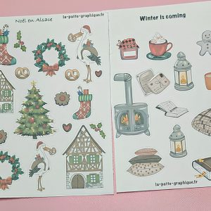 Lot de 2 Planches de Stickers - Winter is coming et Noël en Alsace