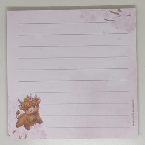 Bloc-Notes Carré Vache Highland Fleurie & Cerisiers – Carnet 14,5 x 14,5 cm